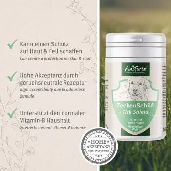ZeckenSchild - natürliche Zeckenabwehr für Hunde - 60 Tabletten